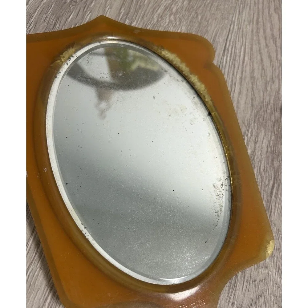 VTG Pyralin Celluloid Pearlized Vanity Set Tray Mirror Shoe Horn Powder Boxes